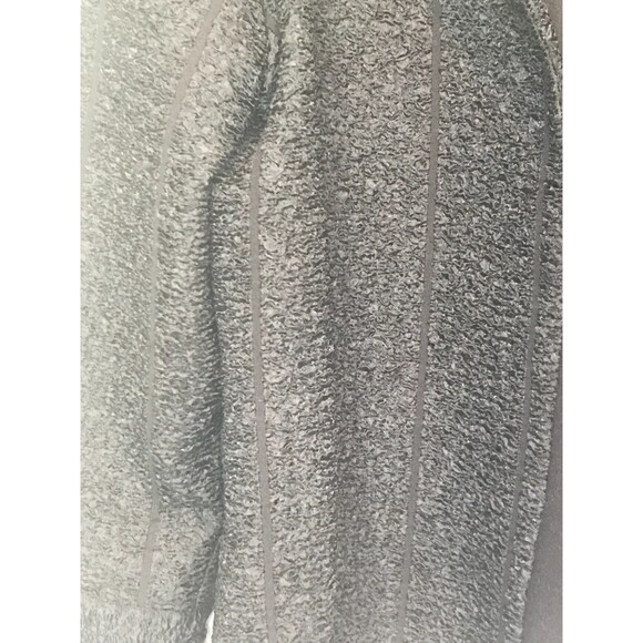 Chico's Black Ribbon Crepe Textured Open Front Blazer Jacket SZ 1(L) 3/4 Sleeve - Picture 3 of 4